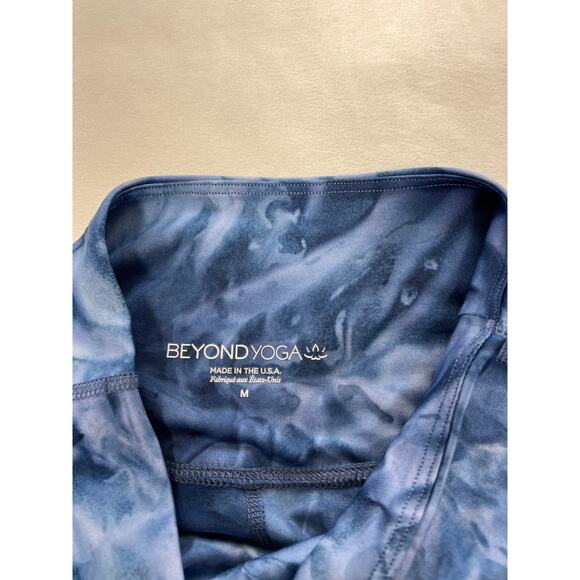 Beyond Yoga M Smokeshow Wave High Waisted Leggings Blue Tie Dye Buttery Soft - Picture 4 of 7